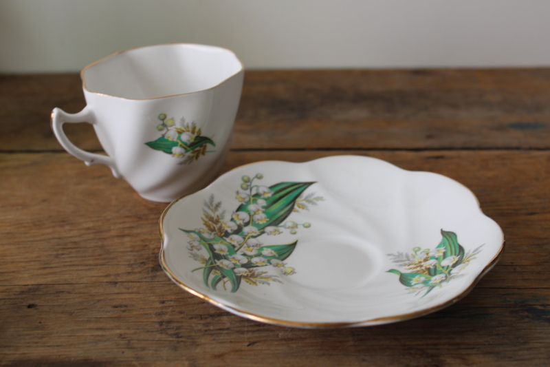 photo of vintage tea cup & saucer lily of the valley lilies floral English bone china  #2