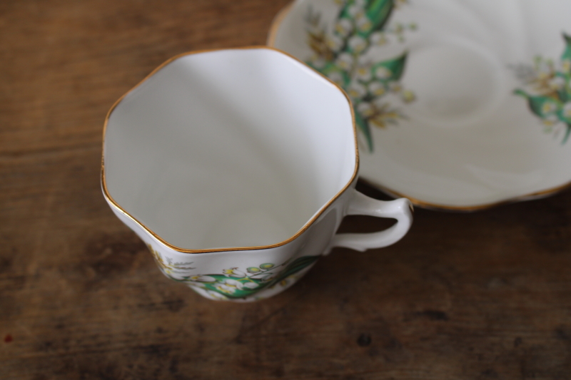 photo of vintage tea cup & saucer lily of the valley lilies floral English bone china  #3