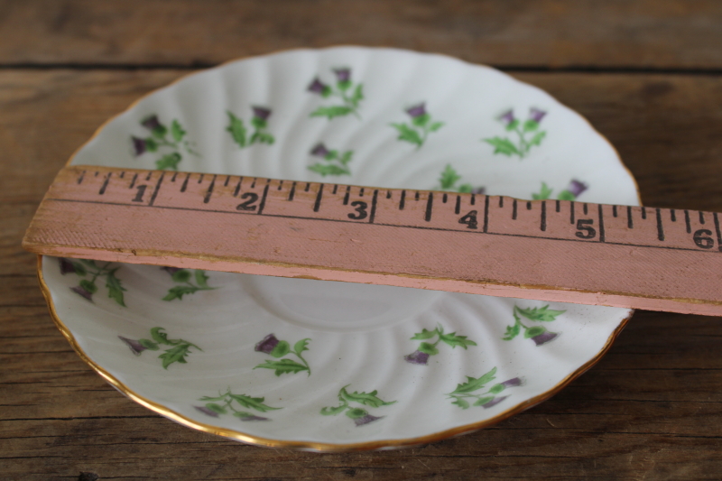 photo of vintage tea cup & saucer set Aynsley English bone china, Scots thistle tiny floral pattern  #4