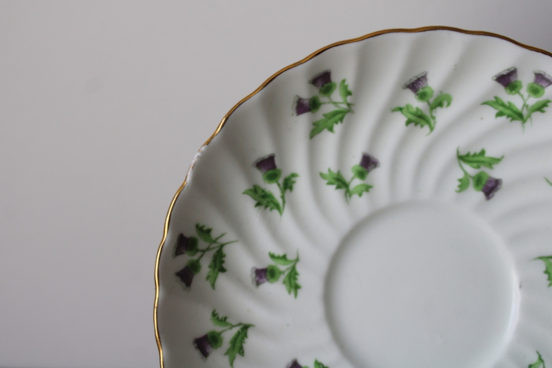 photo of vintage tea cup & saucer set Aynsley English bone china, Scots thistle tiny floral pattern  #5