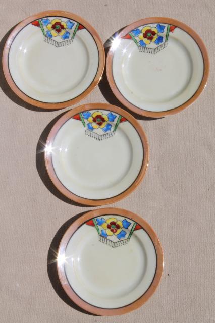 photo of vintage tea party china doll dishes, little hand painted porcelain plates #8