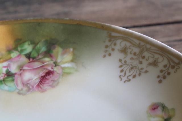 photo of vintage tea table china, mismatched old roses painted cake plates & serving trays  #20