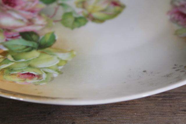 photo of vintage tea table china, mismatched old roses painted cake plates & serving trays  #21