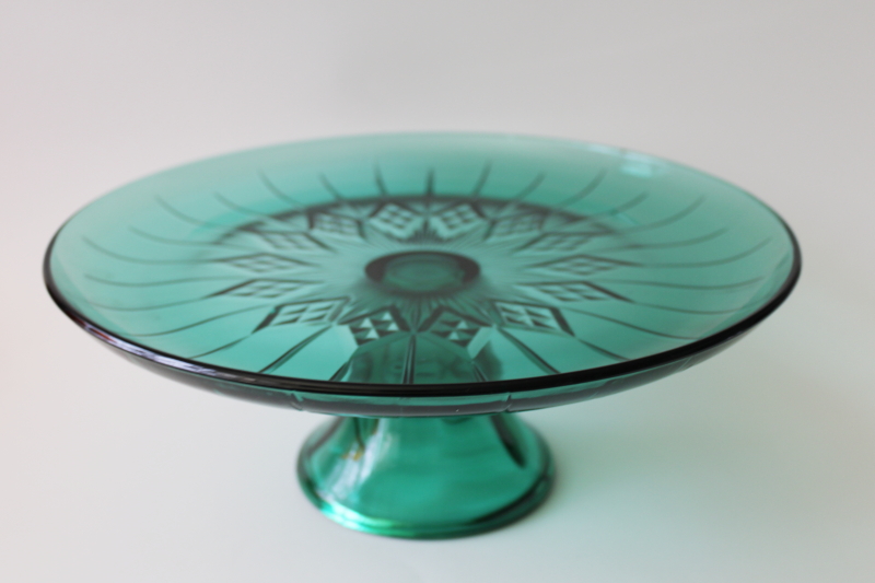 Green glass cake plate best sale