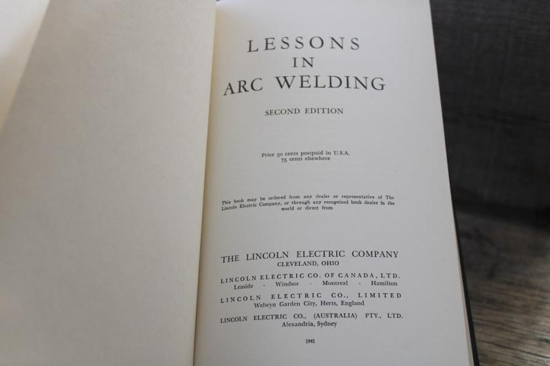 photo of vintage technical text book welders Lincoln Electric Lessons in Arc Welding trades #2