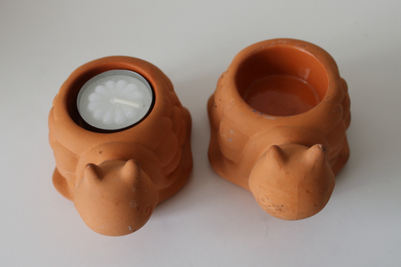 photo of vintage terracotta snail candle holders, Partylite mini snails to hold tea lights candles  #2