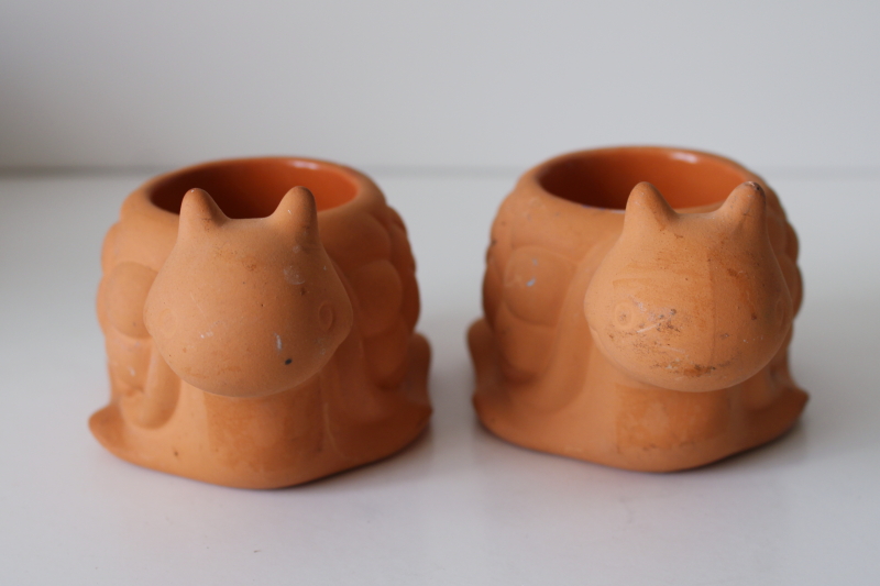 photo of vintage terracotta snail candle holders, Partylite mini snails to hold tea lights candles  #3