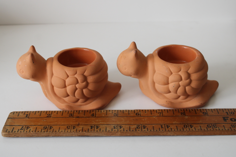 photo of vintage terracotta snail candle holders, Partylite mini snails to hold tea lights candles  #8