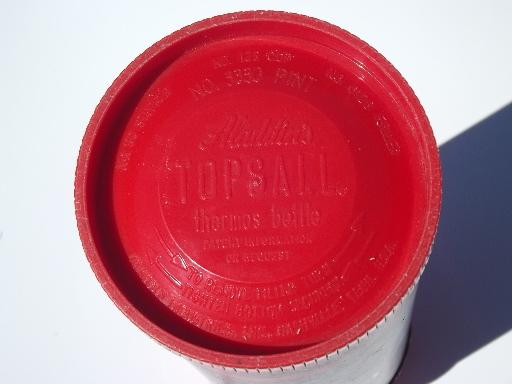 photo of vintage thermos bottles for lunch or picnics, red tartanware plaid #5