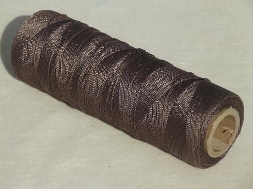 photo of vintage thread spools lot, fine silky sewing thread & heavy shiny cord #3