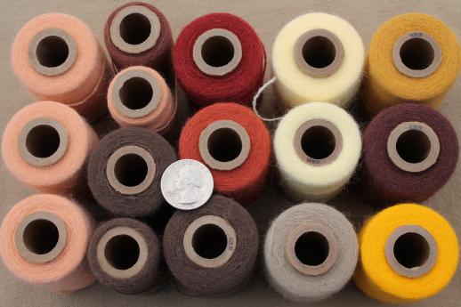 photo of vintage thread spools, lot of embroidery yarn in primitive earth tone colors #4