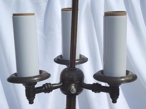 photo of vintage three light candelabra candlestick lamp, antique brass finish #4