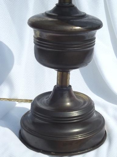 photo of vintage three light candelabra candlestick lamp, antique brass finish #5