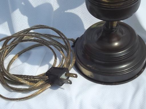 photo of vintage three light candelabra candlestick lamp, antique brass finish #6