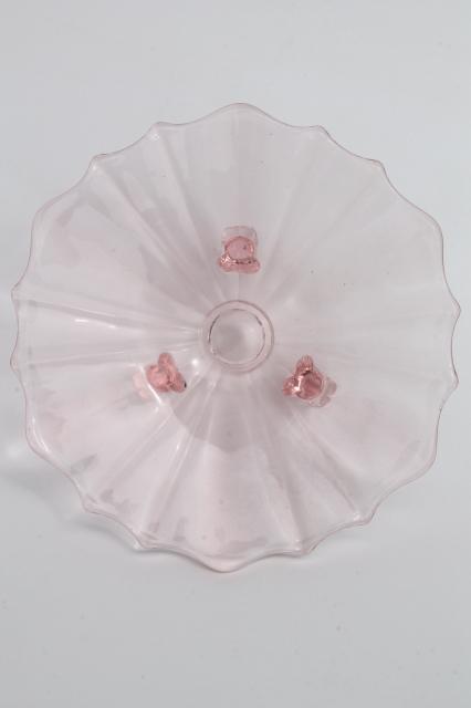 photo of vintage three toed candy dish / footed bowl, pink depression glass #3