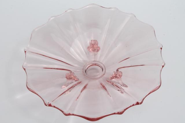 photo of vintage three toed candy dish / footed bowl, pink depression glass #4