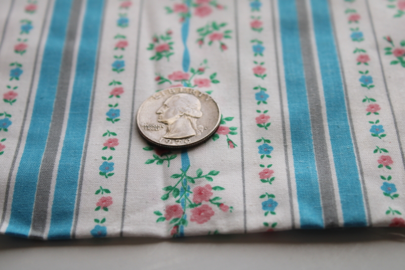 photo of vintage ticking fabric stripes & florals, lot of small pieces for craft sewing projects #2