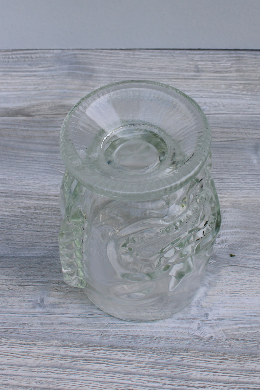 photo of vintage tiki cup, large heavy clear glass head for vase, candle holder, drinking glass #4