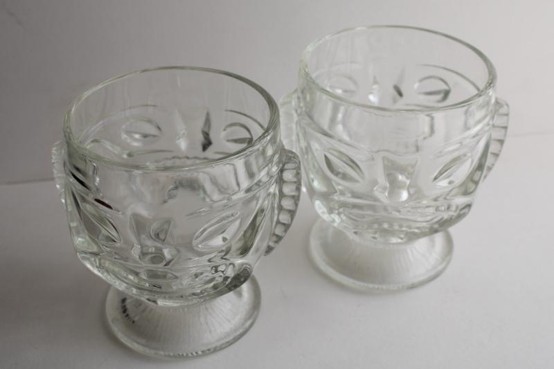 photo of vintage tiki cups, large heavy clear glass heads for vases, candle holders, drinking glasses #5