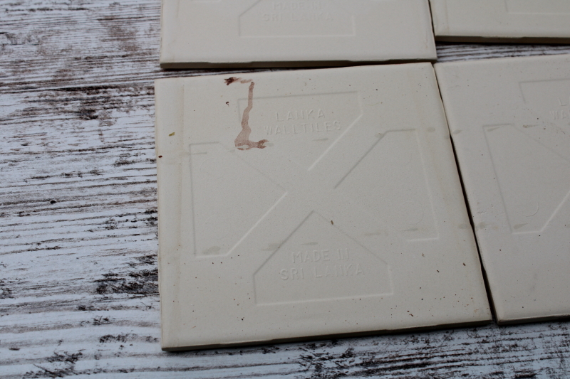 photo of vintage tiles blue flower baskets on ivory white, antique french country style for cottage kitchen  #9