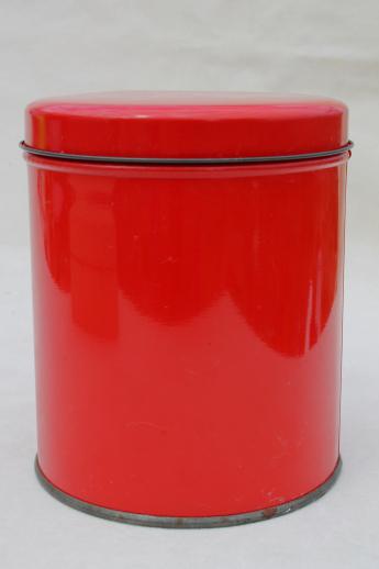 photo of vintage tin canisters, red & white peppermint striped candy & cookie tins lot #2