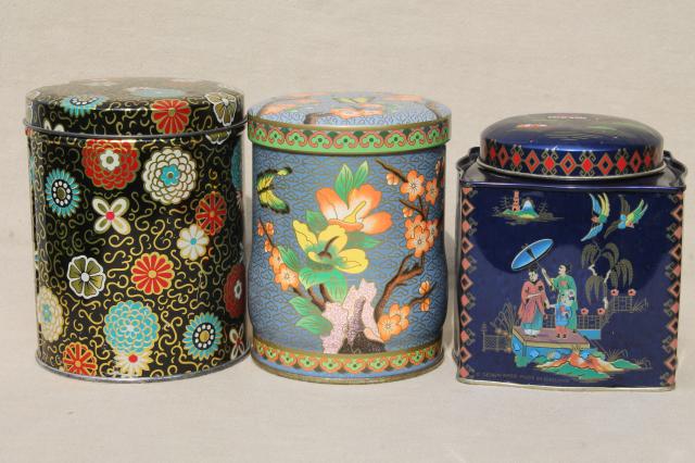 photo of vintage tin collection, lot pretty tea tins, biscuit tins & chocolate boxes for sweets #12