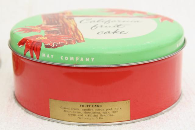 photo of vintage tin collection, pretty flowered biscuit or tea canister & round cake tins #3