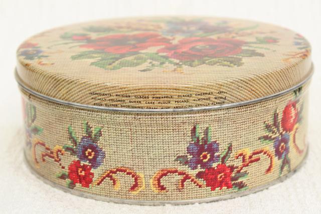 photo of vintage tin collection, pretty flowered biscuit or tea canister & round cake tins #5