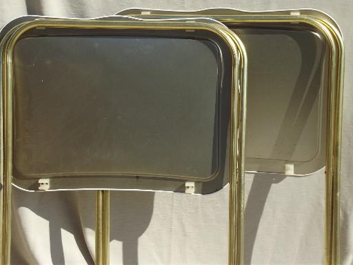 photo of vintage tin tray TV tables, retro all metal folding tables for crafts etc. #6