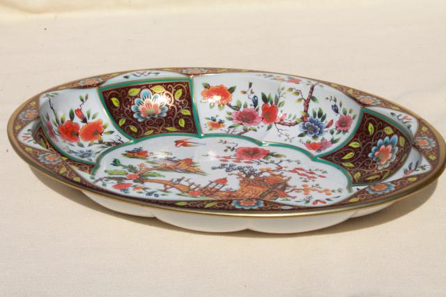 photo of vintage tin trays & bowls, floral litho print metal toleware Daher, Nevco #2