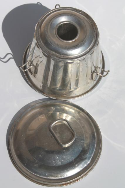 photo of vintage tinned metal mold marked Germany, traditional Christmas pudding mold #3