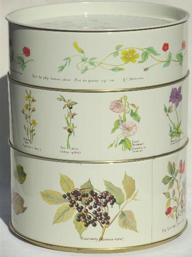 photo of vintage tins w/ Country Diary of an Edwardian Lady Edith Holden botanical prints #7