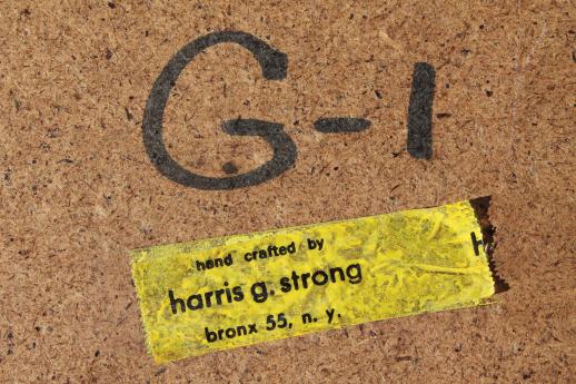 photo of vintage tinsel paintings w/ gold fruit, reverse foil intaglio etchings listed artist Harris G Strong #4
