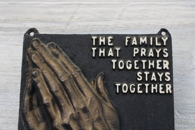 photo of vintage tiny frame Jesus picture & metal plaque Family That Prays Together Stays Together  #3