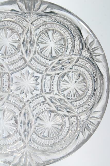 photo of vintage tiny glass butter pats or cup plates, crystal clear pressed pattern glass #3