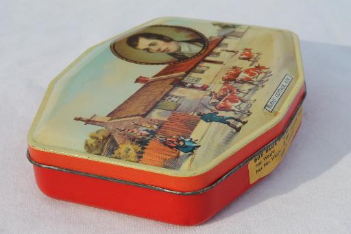 photo of vintage toffee tin w/ scene of Robert Burns cottage, litho print tin from English sweets #3