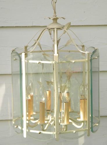 photo of vintage tole lantern chandelier hanging light fixture or lamp #1