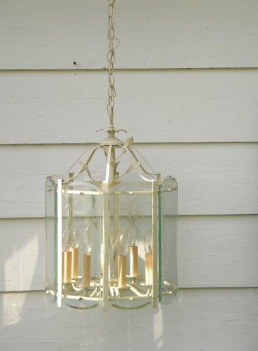 photo of vintage tole lantern chandelier hanging light fixture or lamp #2