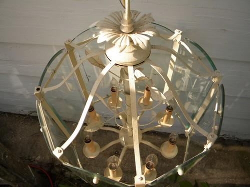 photo of vintage tole lantern chandelier hanging light fixture or lamp #3