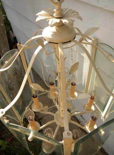 photo of vintage tole lantern chandelier hanging light fixture or lamp #4