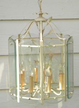 catalog photo of vintage tole lantern chandelier hanging light fixture or lamp