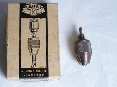 photo of vintage tool, Kimberly drill chuck adaptor to convert from 1/4 or 3/8 inch 1/2 inch bit #1