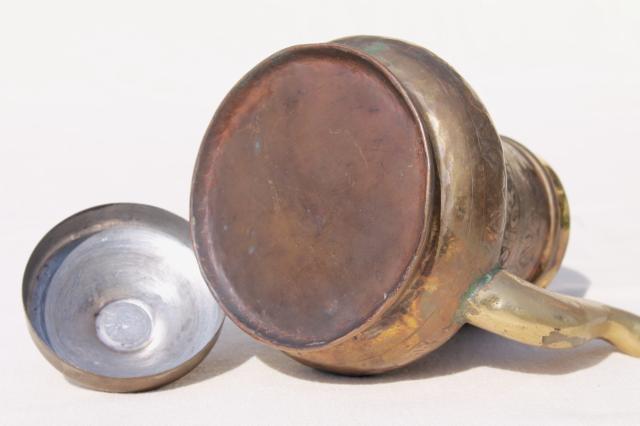 photo of vintage tooled brass coffee pot or tea pot, Turkish teapot?  #10