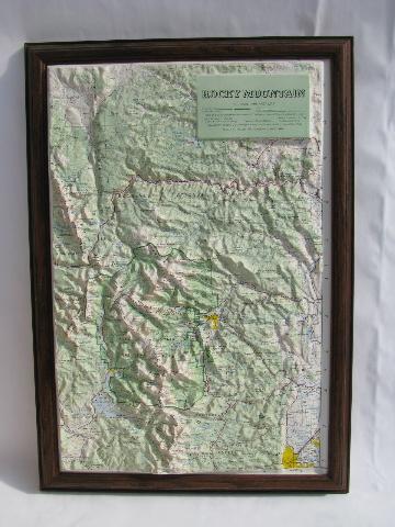 photo of vintage topographical relief map, Rocky Mountain National Park, US Geological Survey #1