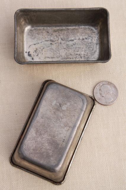 photo of vintage toy kitchen metal baking tins, muffin baking pans doll size miniature working bakeware  #11