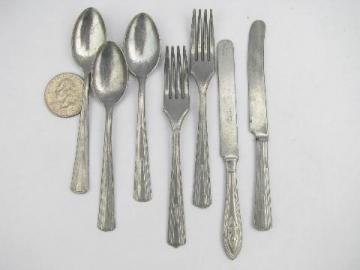 catalog photo of vintage toy silverware, doll dishes child size flatware lot