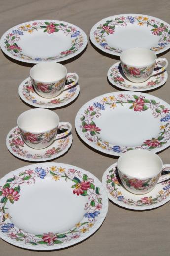 photo of vintage transferware china - plates, cups & saucers -  Vernon Kilns pottery Dolores  #2