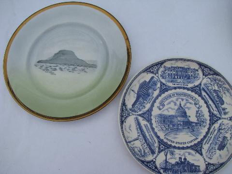 photo of vintage transferware china souvenir plate collection, state maps & landmarks #6