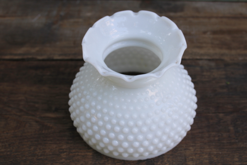 photo of vintage translucent white milk glass lampshade, hobnail glass replacement shade  #2