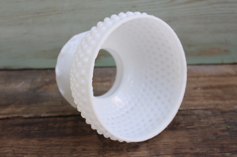 photo of vintage translucent white milk glass lampshade, hobnail glass replacement shade  #3